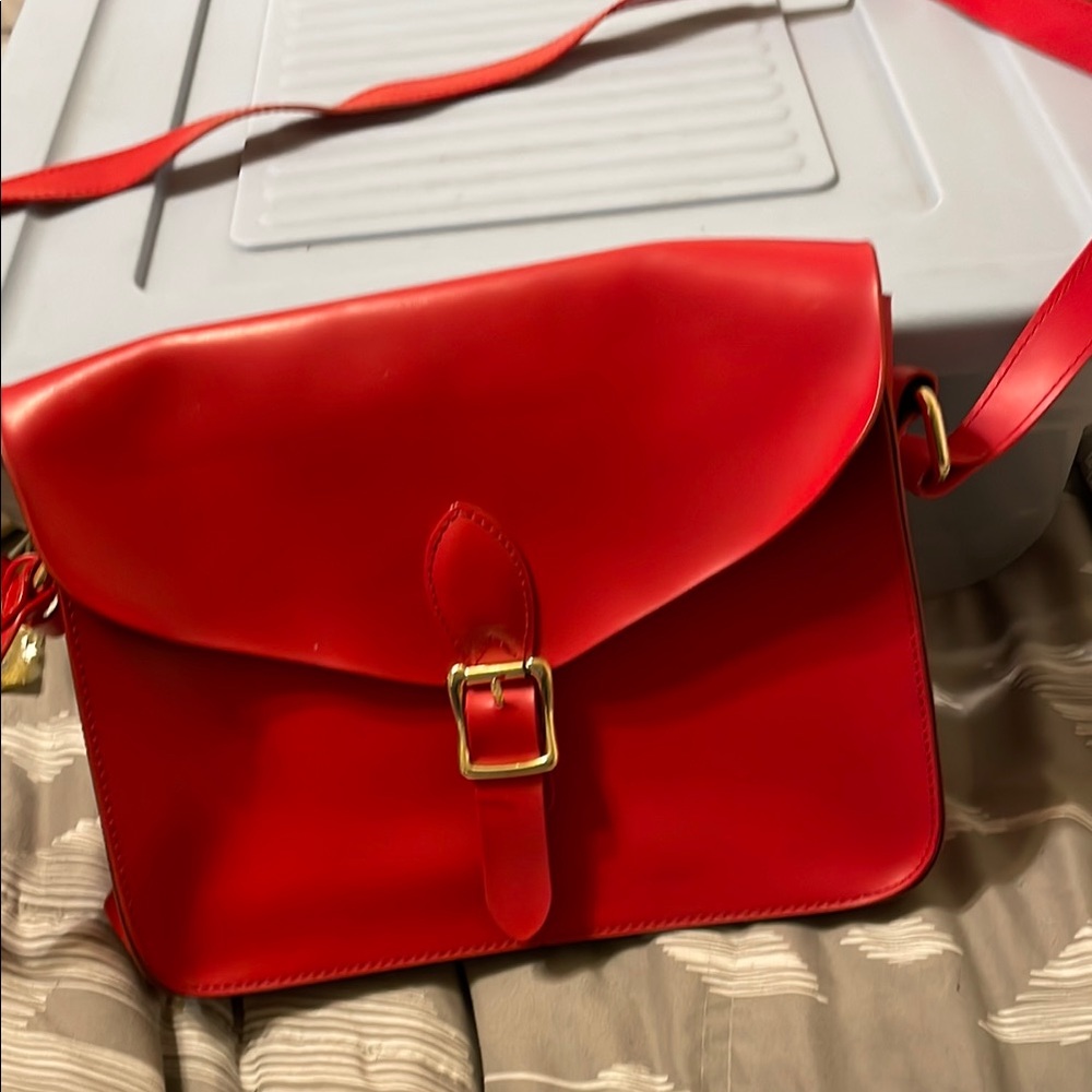 Vibrant Red Crossbody Bag with Gold Buckle